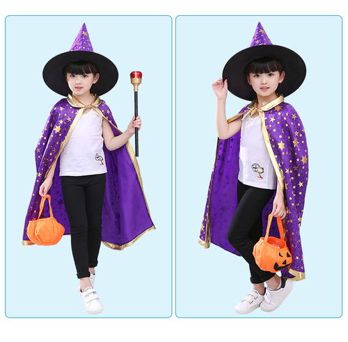 萬圣節兒童服裝女男童套裝服飾披風斗篷女巫婆cos魔法師衣服道具