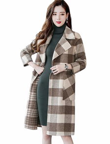 【服裝進貨到哪里進貨國雅世家格子雙面羊絨大衣毛呢】- 