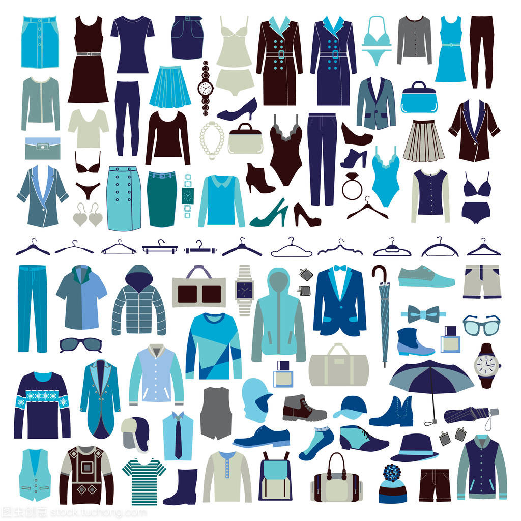 男人和女人的衣服矢量圖標集
