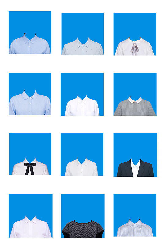 女士高清證件照服裝模板藍底-眾圖網